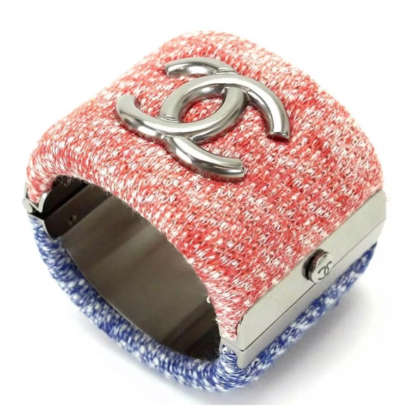 Authentic Chanel Bangle Tweed Red & Blue - Picture 7 of 8